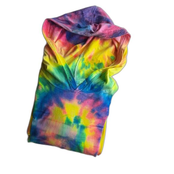 Dyenomite Colorful Bright Tie Dye Hooded LS Pullover Shirt  Small No Drawstring - Picture 3 of 8